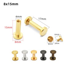 3-15mm Double Sided Flat Belt Screw Leather Craft Copper Rivet Stud Heads DIY