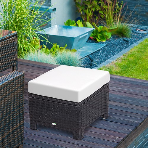 Rattan aluminum ottoman - aluminum,