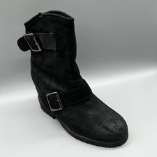 Aldo Ankle Boots 3/4 Calf Black Suede Biker Womens Uk 4.5