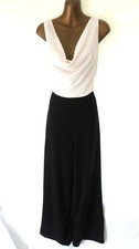 Ted Baker Black & ivory wide leg jumpsuit 3 - 12 cowl neck pleated bodice (8995