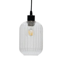 Modern Ribbed Glass Easy Fit Pendant Shade Ceiling Lightshade