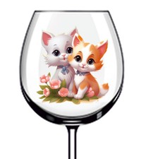 12x Cats Flowers Valentines Day Wine Glass Bottle Van Vinyl Sticker Decal a4245