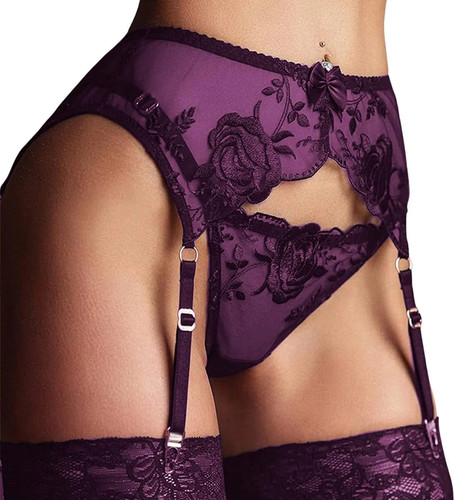 Lace garter belt thong set - thong, for