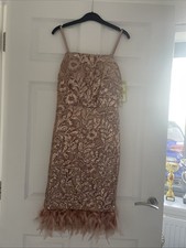 Lipsy Nude Sequin Feather Hem