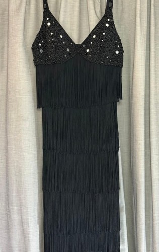 Vintage black fringe dress - vintage,