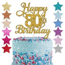 Happy 80th Glitter Birthday Party Cake Topper Sixty Daughter Son Sister Brother