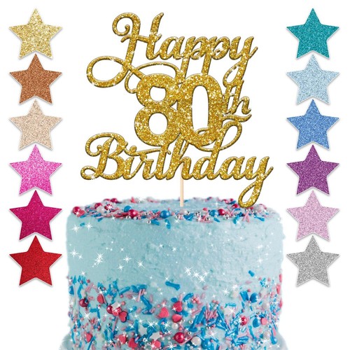 Happy 80th glitter birthday - 80th,