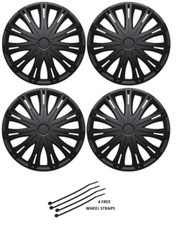 PEUGEOT 206 207 WHEEL TRIM HUB CAPS PLASTIC COVERS FULL SET BLACK 15" 15 INCH