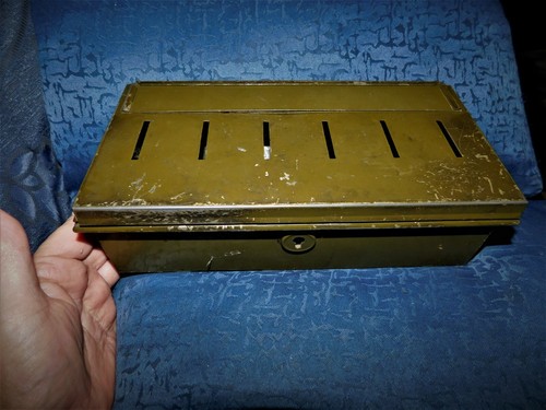 Vintage cash thrift tin with - tin,