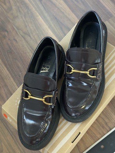 Zara burgundy loafers - burgundy,