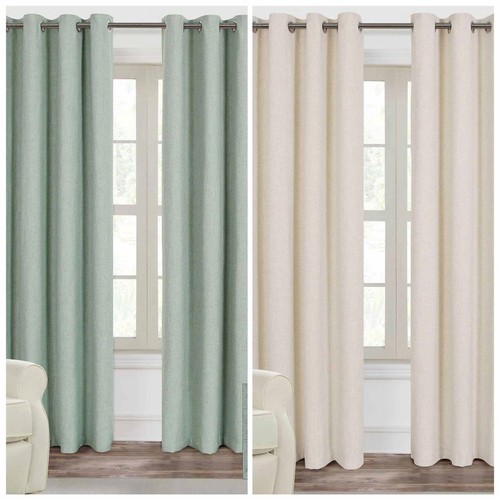 Linen eyelet lined curtain - lined,