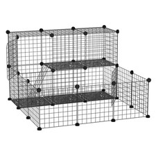 PawHut Small Animal Cage for Rabbit Ferret Black,Refurbished