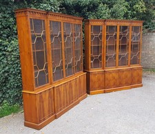 MATCHING PAIR OF REPRODUX BEVAN FUNNELL BREAKFRONT LIBRARY BOOKCASES