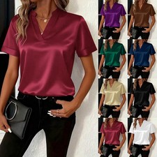 Ladies Satin Silk Short Sleeve