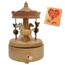 Wooden Carousel Music Box with