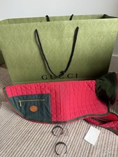 New Authentic Gucci GG Logo Red Green Dog Coat Jacket Size L Quilted