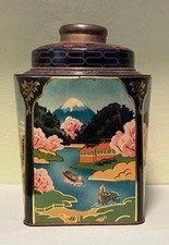 VINTAGE ORIENTAL TEA TIN CADDY