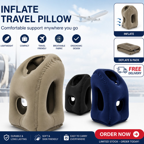 Inflatable travel pillow for - travel,