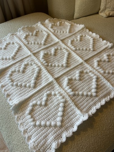 Handmade crochet white - , hearts