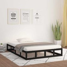 Bed Frame Black 180x200 cm Super King Size Solid Wood vidaXL