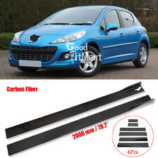 For Peugeot 206 207 308 Carbon Fiber Side Skirts Lip Spoiler Splitter Extension