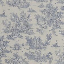 Mini French Toile De Jouy Blue 160cm Fabric Cotton Pastoral Country Curtains