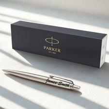 Personalised Engraved Parker Pen, Silver Ballpoint - Gift for Him or Her