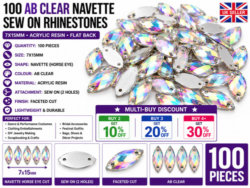 100 clear navette sew - navette, on