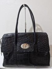Black Croc-Embossed Leather