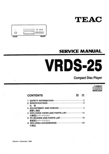 Service manual for teac - manual,