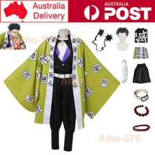 Adults Demon Slayer Himejima Gyomei Cosplay Costume Wig Chain Axe Party Outfits 