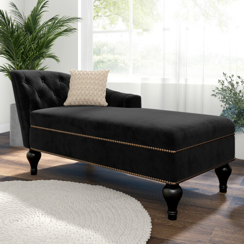 Velvet chaise lounge - 58", chair