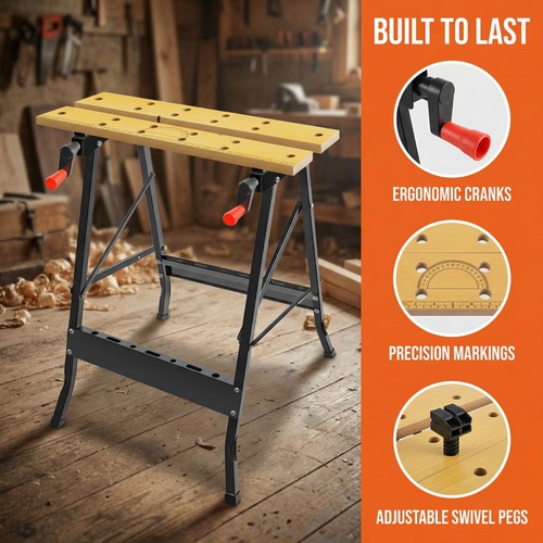Foldable wooden workbench - wooden,