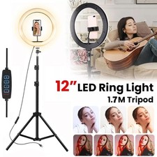 12" LED Ring Light with Tripod Stand Phone Mount for YouTube Makeup Video Live