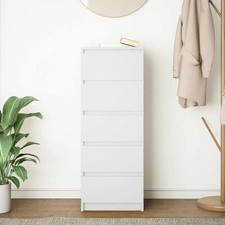 Nova Modern Tall Narrow 5 Drawer Chest of Drawers Tallboy in White itzcominghome