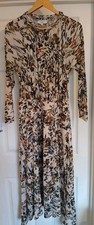 Reiss- Lady Bobby Floral Print Neutral Midi Dress - Size 14