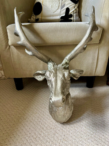 Silver metal stag deer head - deer,