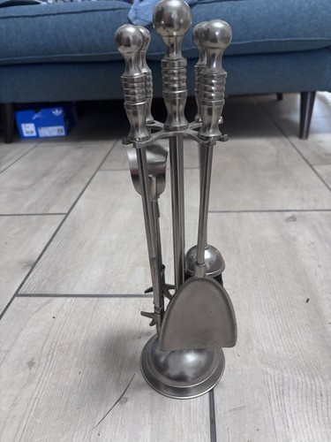 Silver metal fireplace - silver,