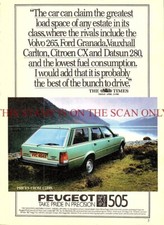 PEUGEOT '505' Estate Motor Car ADVERT Vintage Original 1982 Print Ad 703/81