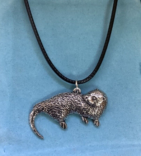 Otter silver pewter pendant - silver,