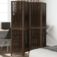 Room Divider Panel Room Privacy Screen Dark Brown Solid Wood Paulownia vidaXL