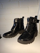 Black UK 5 Faux Leather Biker