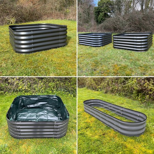 Grey metal garden raised - grey,