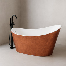 Luxury Freestanding Acrylic Slipper Bath 1570mm Copper Marble Finish
