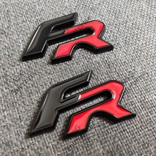 2 x Gloss Black & Red Metal FR Rear Badge Emblem Leon Ibiza Ateca Mii Dechrome