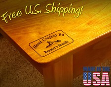 Branding Iron - 2" x 1" Custom Text "Hand Crafted By" w/Hand Plane for Wood