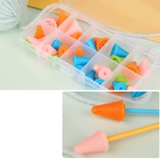30 x Knitting Needle Tip Point Nib Protectors Stoppers with Storage Box
