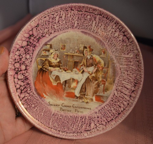 Pink scene porcelain - w/scene, 6"
