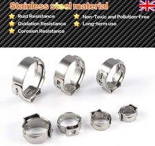 50PCS Single Ear Plus Stainless Steel Hose Clamps O Clips Pipe Fuel Water Air