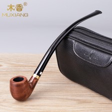 MUXIANG Rosewood Long Stem Churchwarden Tobacco Pipe With 10 Free Smoking Tools